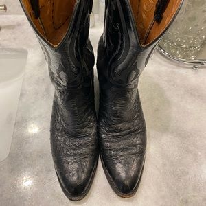 Lucchese 2000 series black full quill ostrich cowboy boots